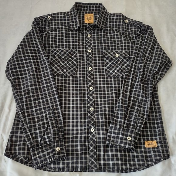 RIG Utility Clothing Check Button down Men’s XL shirt Cotton Long Sleeve - Picture 1 of 8